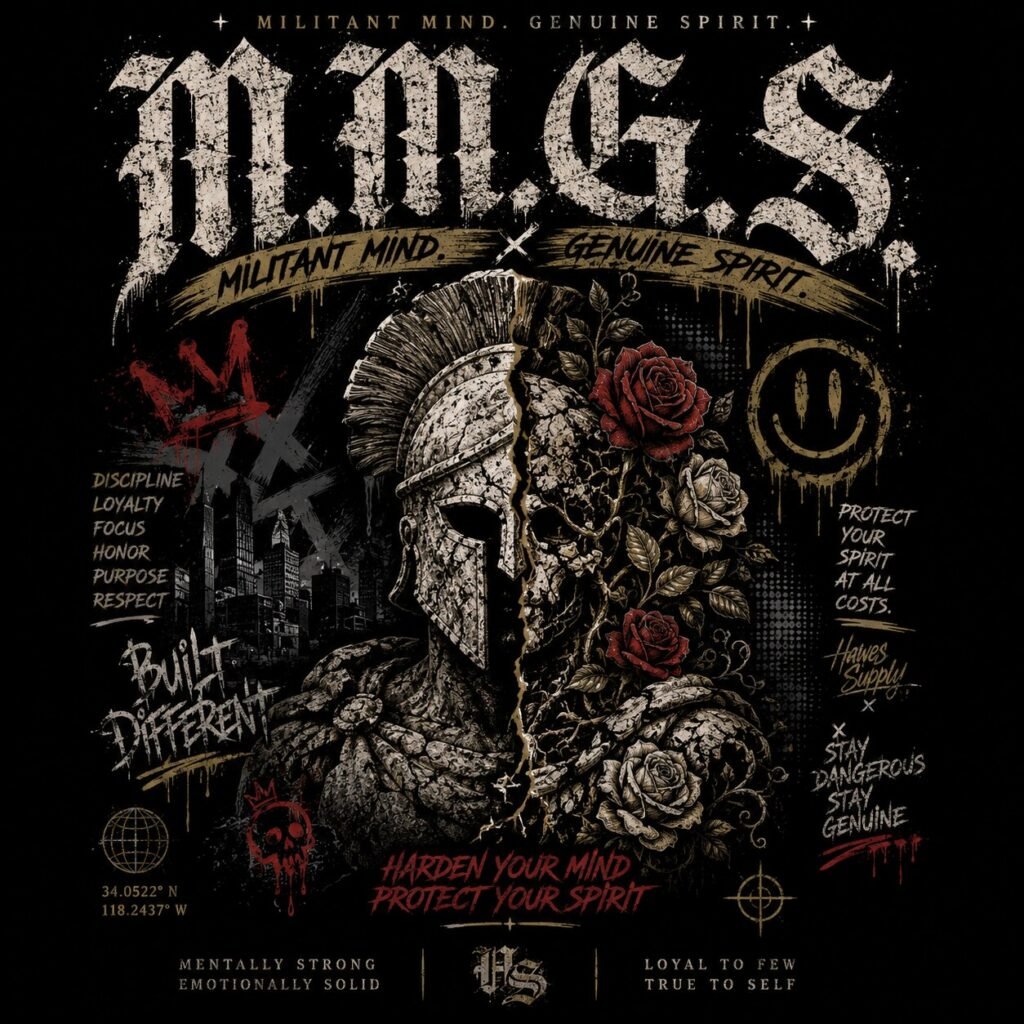 Hawes Supply Militant Mind Genuine Spirit graphic streetwear design